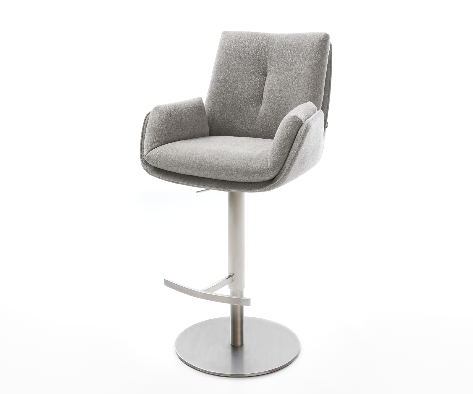 DELIFE Barstuhl Clea-Flex Strukturstoff Soft Grau Drehfuß höhenverstellbar Edelstahl drehbar, Barstühle Image