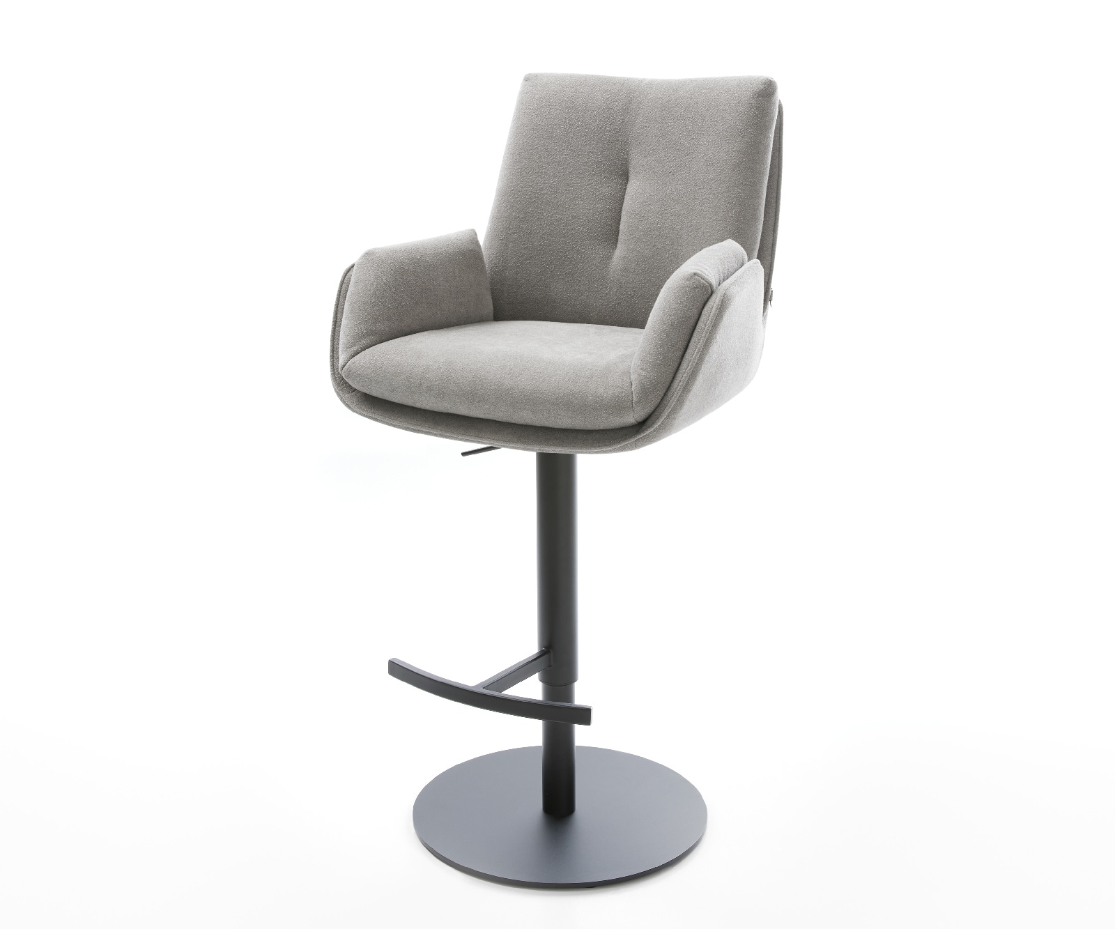 DELIFE Barstuhl Clea-Flex Strukturstoff Soft Grau Drehfuß höhenverstellbar Metall drehbar, Barstühle Image