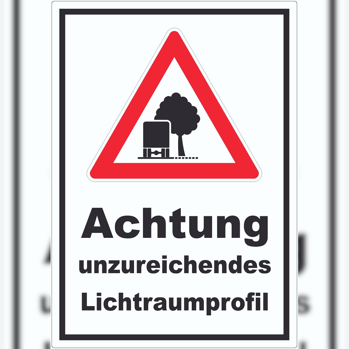 HB-Druck Aufkleber Achtung unzureichendes Lichtraumprofil A7 (74x105mm) Image
