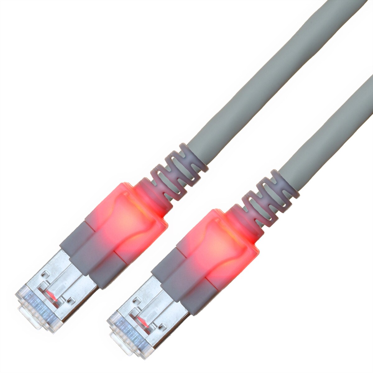 EasyLan DualBoot LED Patchkabel RJ45 S/FTP Cat.6 (Class E), mit saCon Stecker, LSOH, grau, 7 m Image