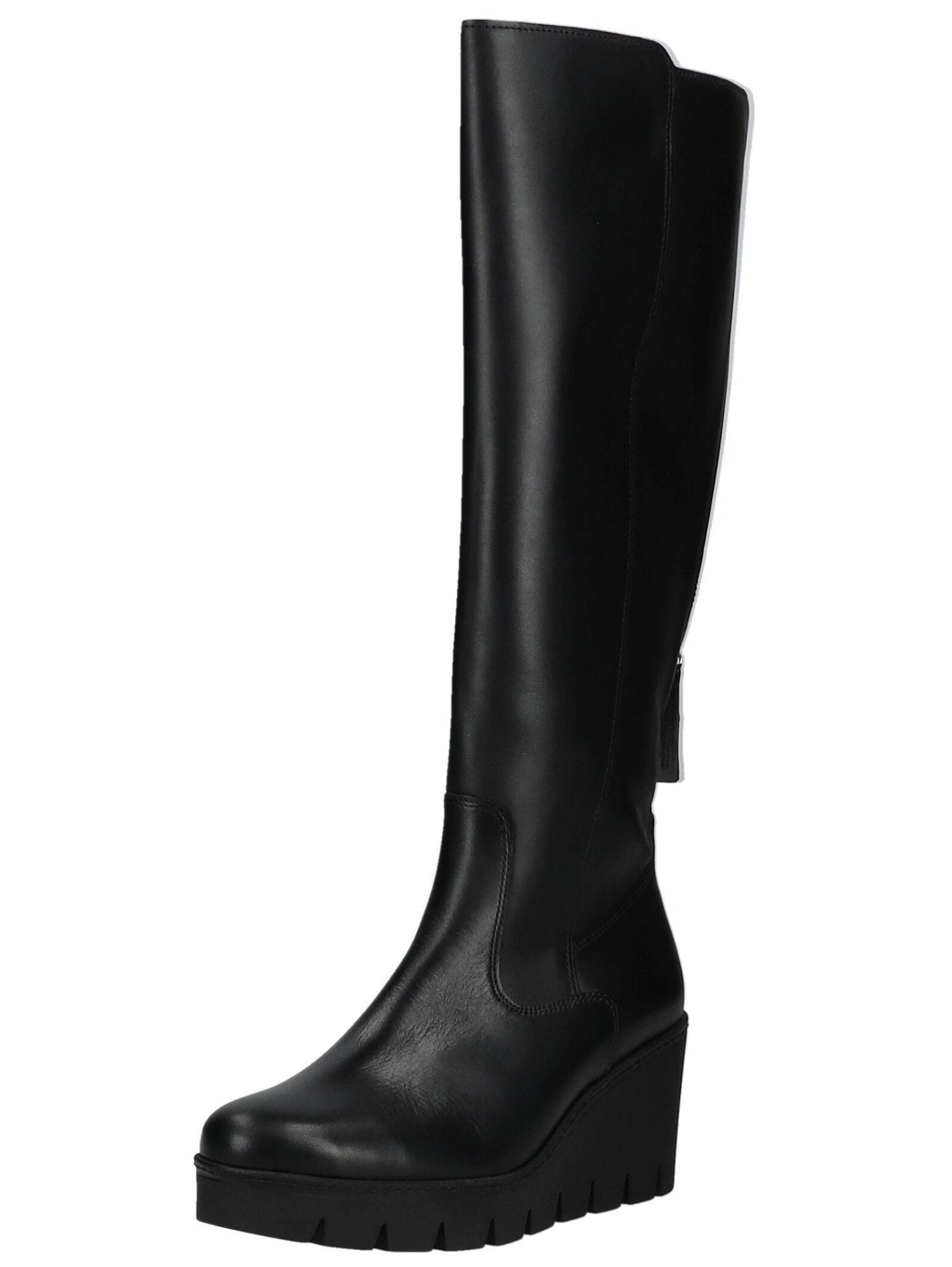 Keilstiefel GABOR "Gabor Stiefel Glattleder", Damen, Gr. 42, schwarz, Glattleder, Schuhe