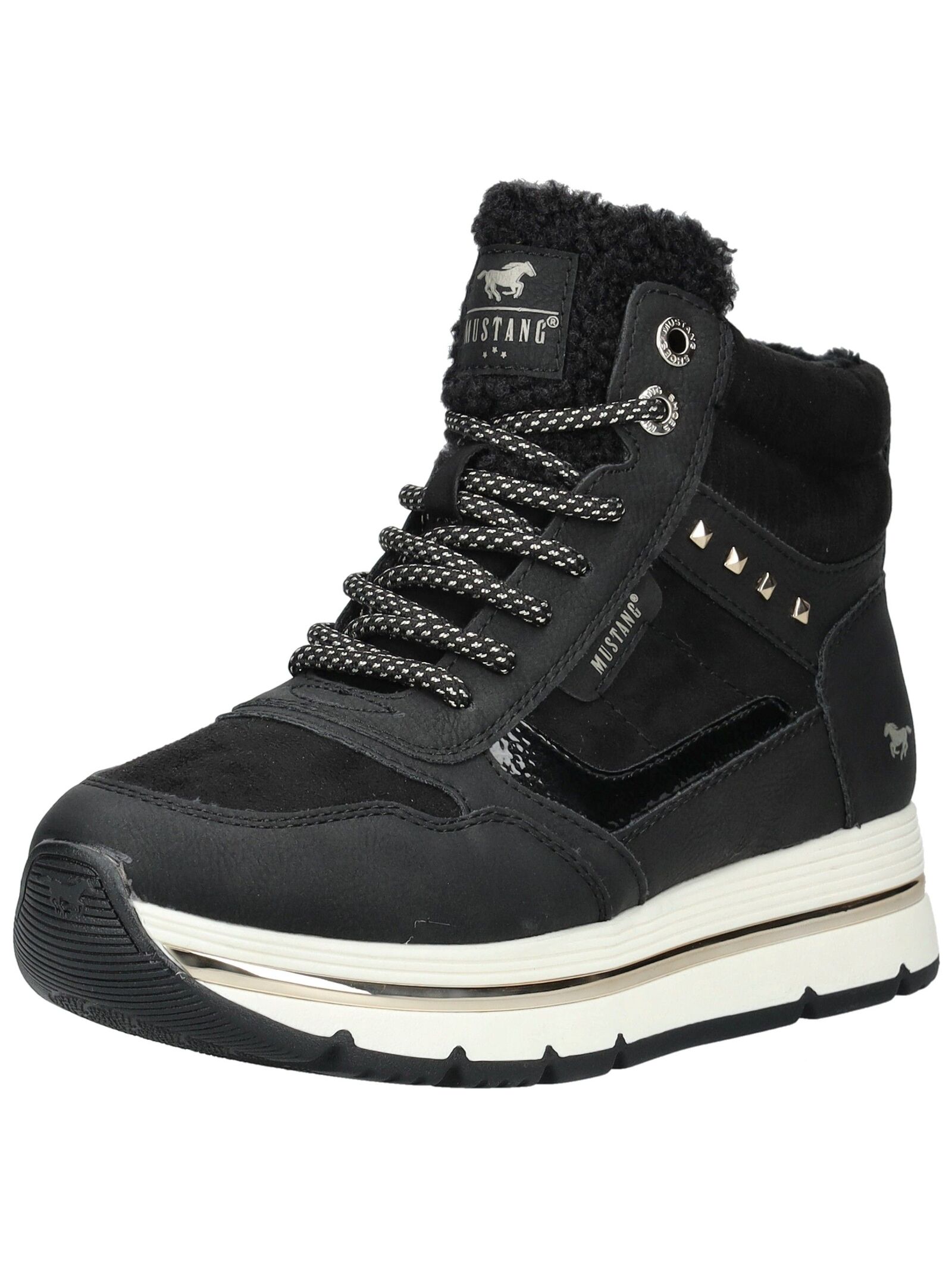 Sneaker MUSTANG SHOES "Mustang Shoes Sneaker Lederimitat/Textil", Damen, Gr. 39, schwarz, Lederimitat, Textil, Schuhe Sneaker