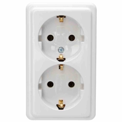 Steckdose, 2f, arktisweiß, matt, Aufputz, Steckdose CEE 7/3 (Typ F), IP20 Image