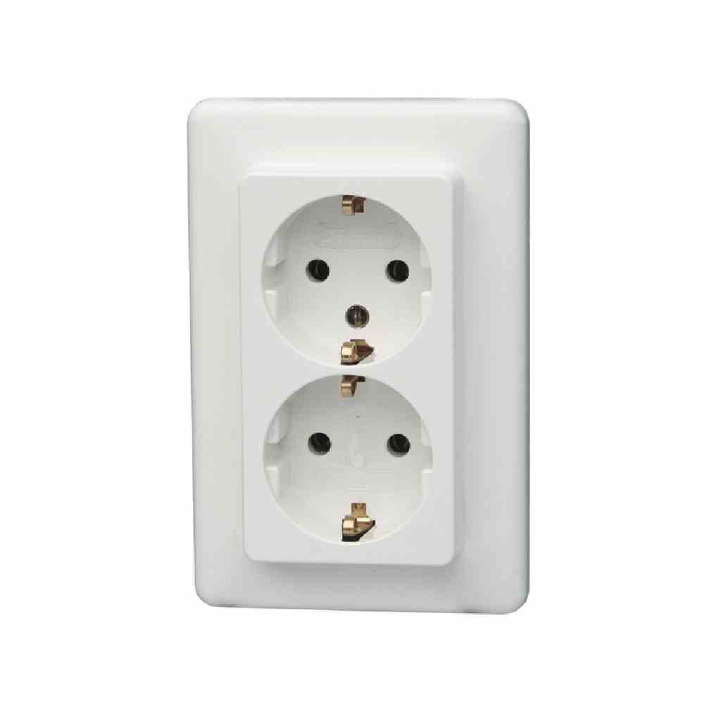 Steckdose, 2f, arktisweiß, matt, Unterputz, Mit erhöhtem Berührungsschutz, Steckdose CEE 7/3 (Typ F) Image