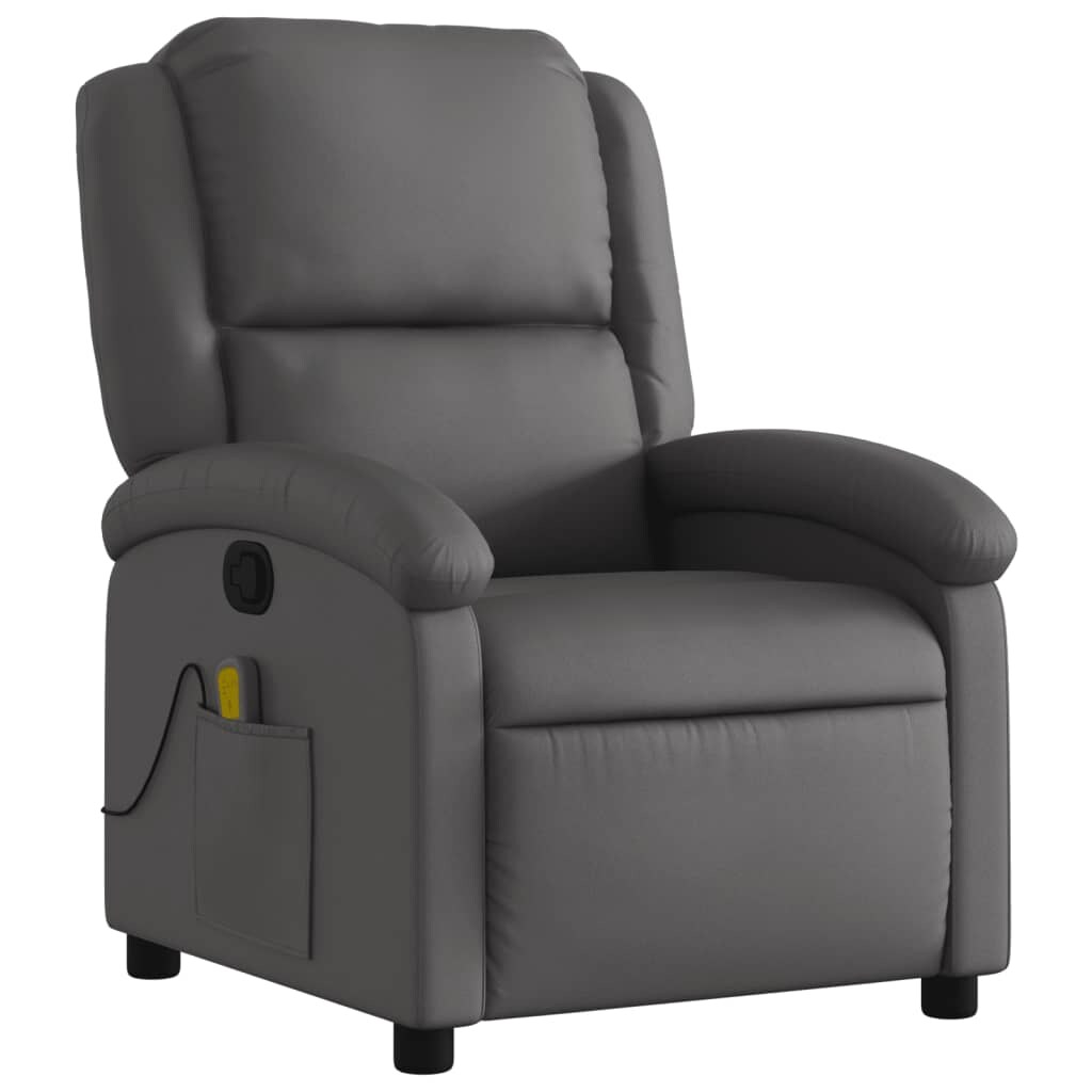 vidaXL Massagesessel Relaxsessel Echtleder Grau Image