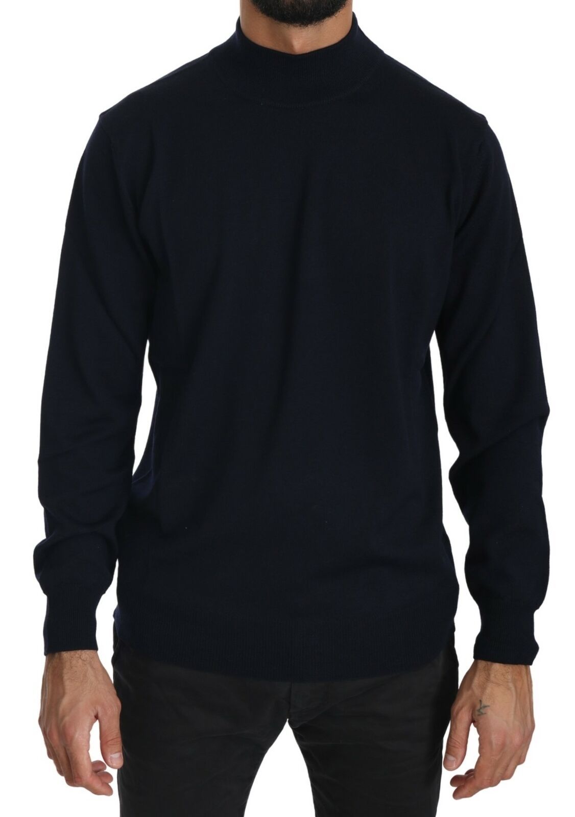 Mock-Neck-Pullover in einfarbigem Marineblau Image