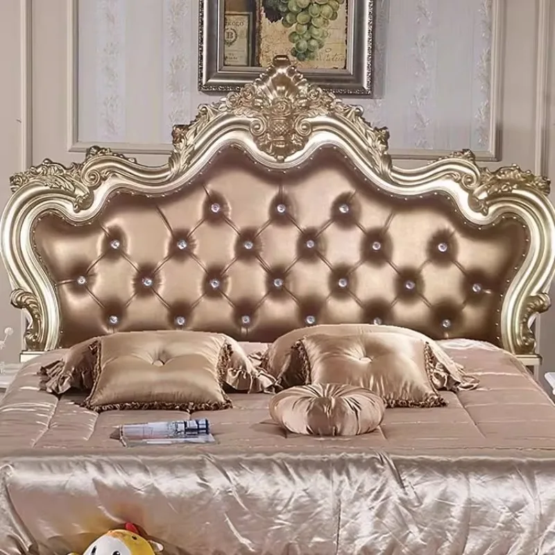 Nachttisch mit weicher Tasche, 1,8 Meter, Technologie, Stoff, Doppelbett, Kopf, Leder, Kunst, Gold, europäische Nachttisch-Rückenlehne, 2 Meter, individuell Image