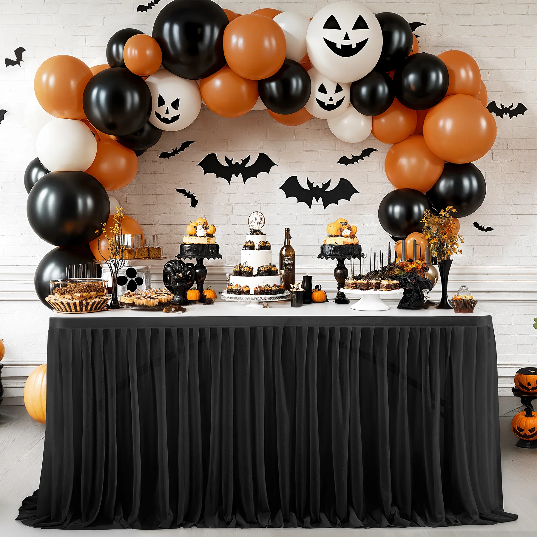 Polyester-Tischrock für Tische, knitterfreie, plissierte Rüschen-Tischdecke für Hochzeit, Babyparty, Display-Geschenk-Esstisch Image