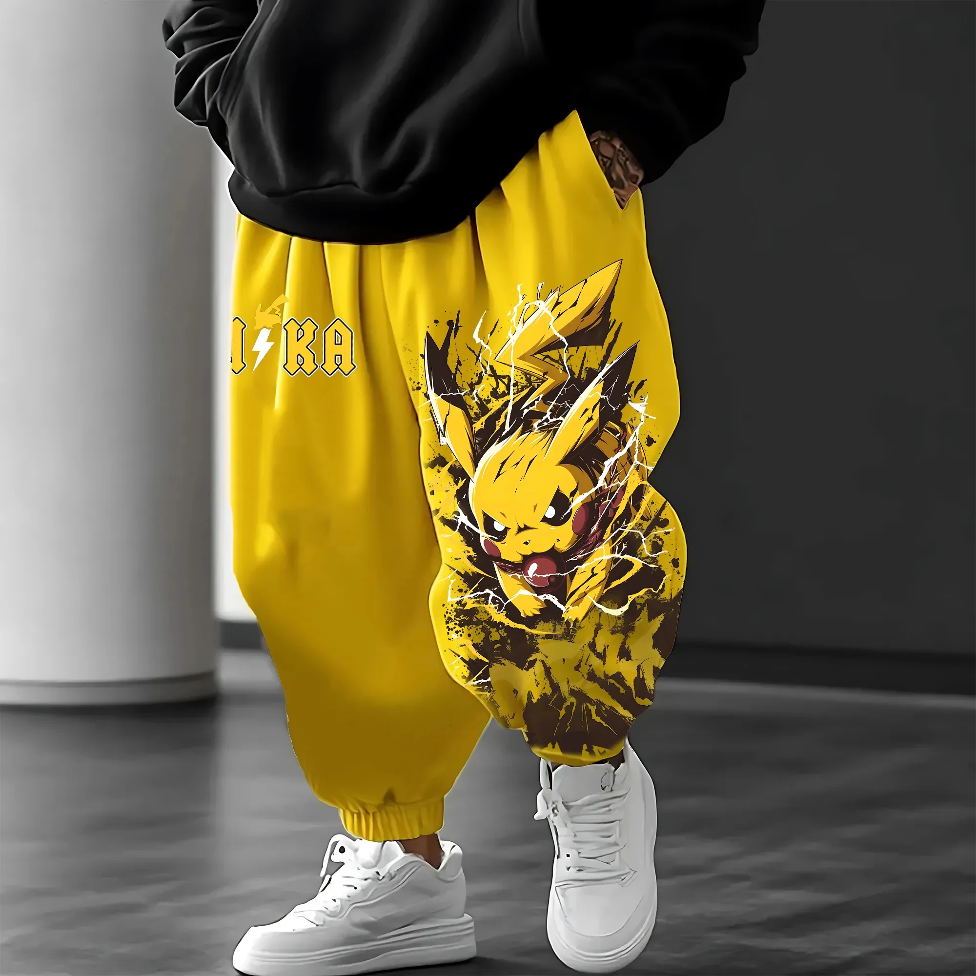 Pantaloni dolci da uomo in cotone Pokémon 2025 Autunno/Inverno Nuovo Pikachu Anime stampato giapponese Harajuku pantaloni larghi casual maschiati