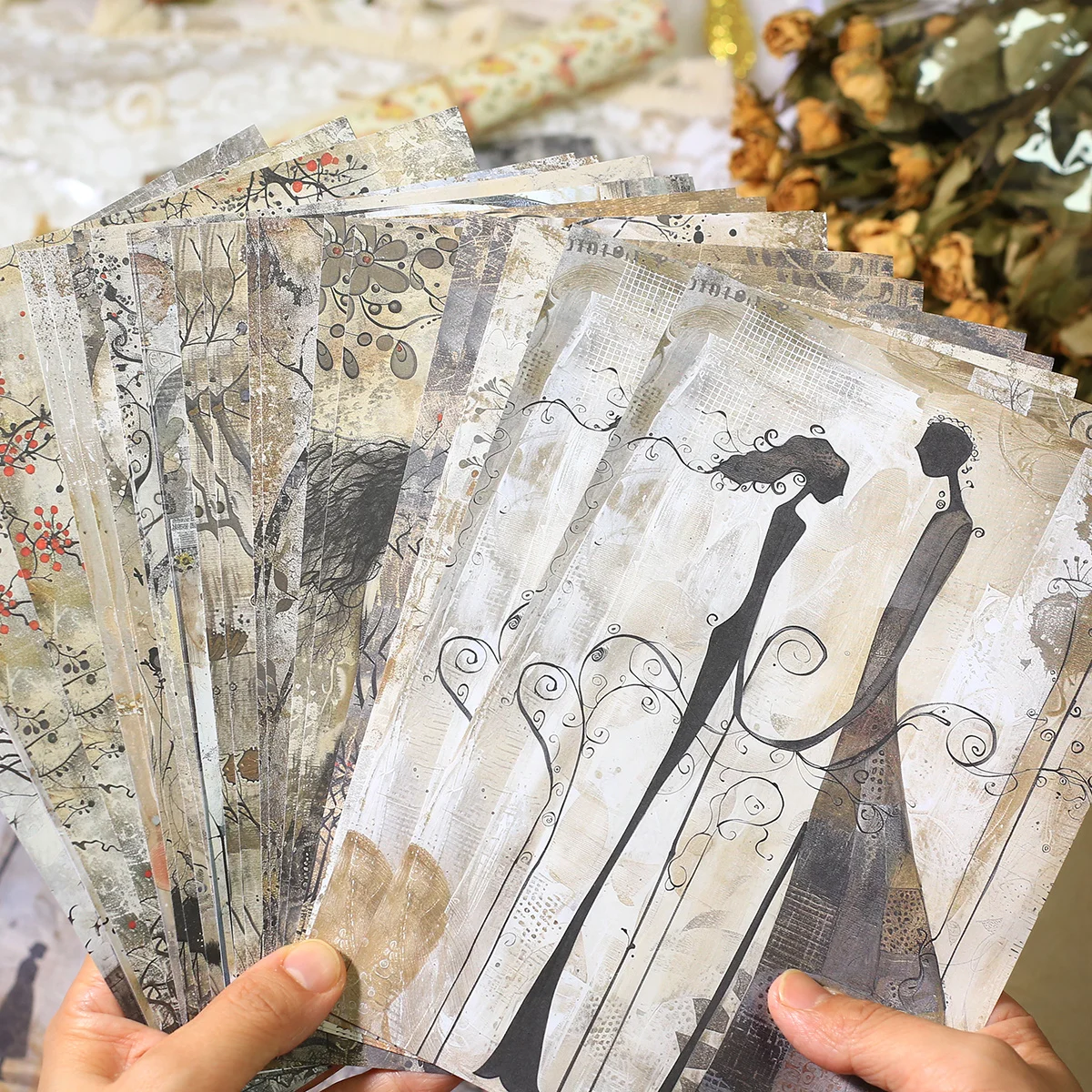 Journamm 30 Blatt Vintage-Scrapbook-Papierpackung, nicht klebend, perfekt für DIY-Handwerk, Notizbücher, Tagebuch, Dekor, Scrapbooking-Zubehör Image