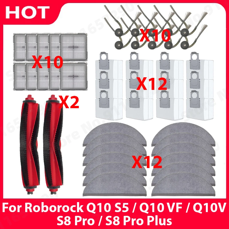 Für Roborock Q10 S5 / Q10 VF / Q10V / S8 Pro / S8 Pro Plus Staubsauger Teil Hauptseite Pinsel Filter Mopp Staubbeutel Zubehör Image