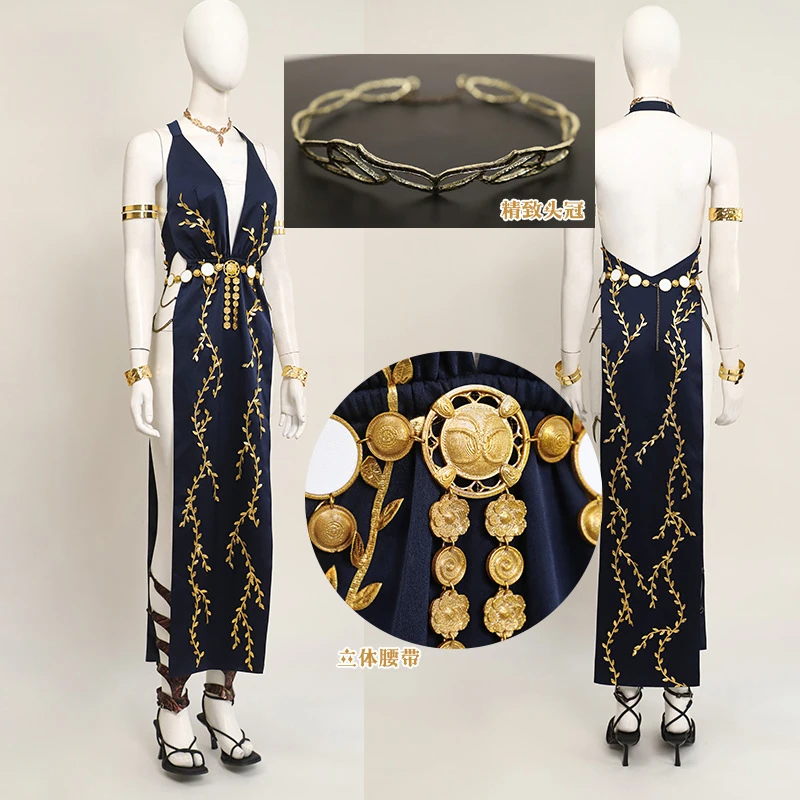 Spiel Elden Cosplay Marika Ring Kostüm Königin Marika das ewige sexy schwarze lange Kleid Halloween Frau Uniform Maßgeschneiderte Größe