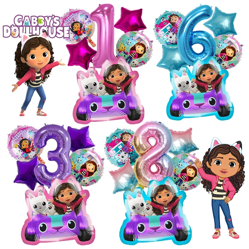 Gabby Dollhouses Geburtstagsballons Mädchen Neue Anime Digit 1-10 Partydekoration Babyparty Geschlecht offenbaren Ballons Kinderspielzeug Geschenk Image