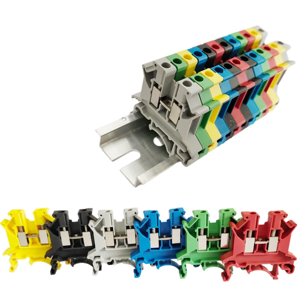 10 Stück UK2.5 DIN-Schienenklemmenblock, universeller Schraubanschluss, 2,5 B, Streifenstecker für 2,5 mm2 Kabel, elektrischer Draht Image