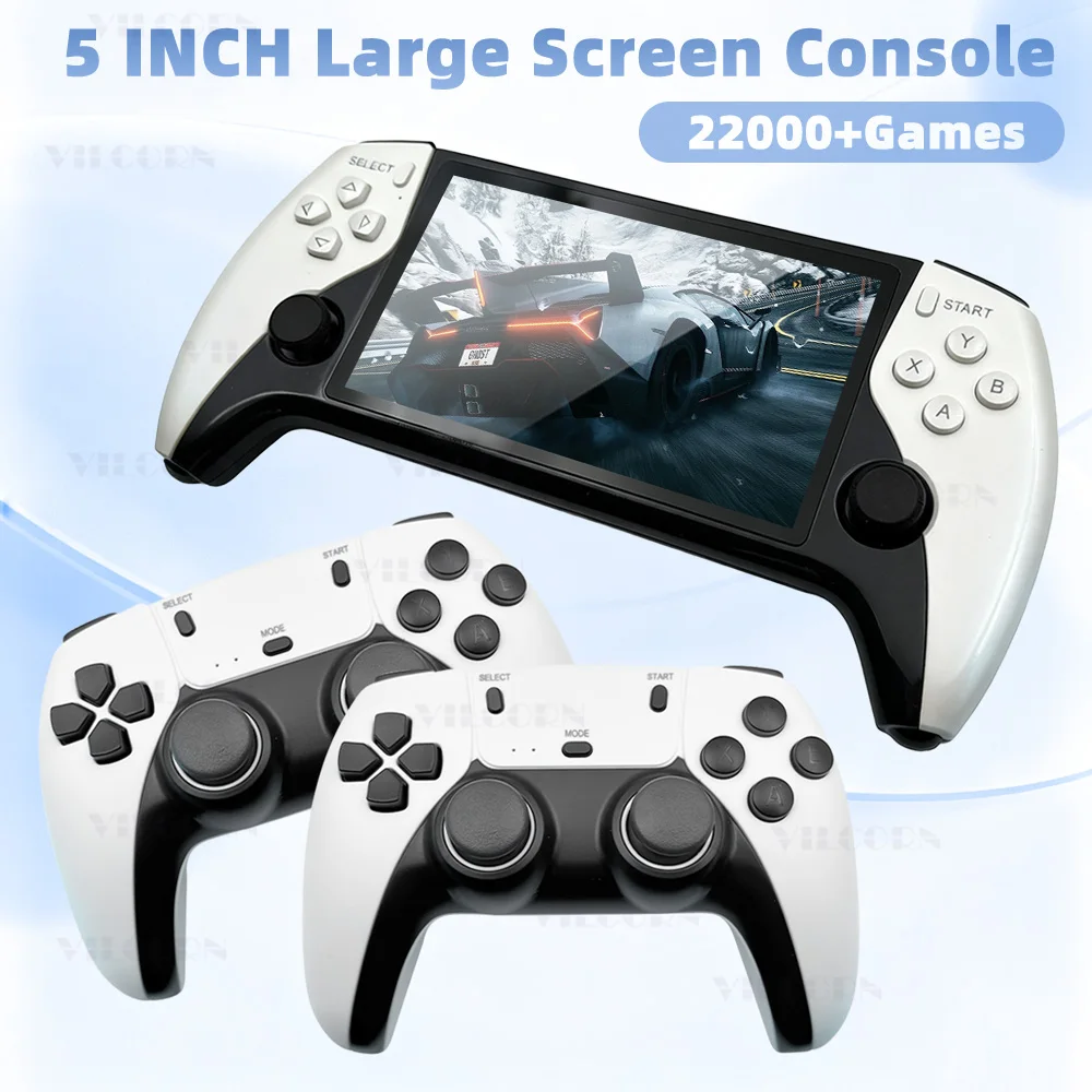 Console de jeu portable rétro avec grand écran IPS de 5 pouces, console de jeu portable FHD, 22000 jeux d