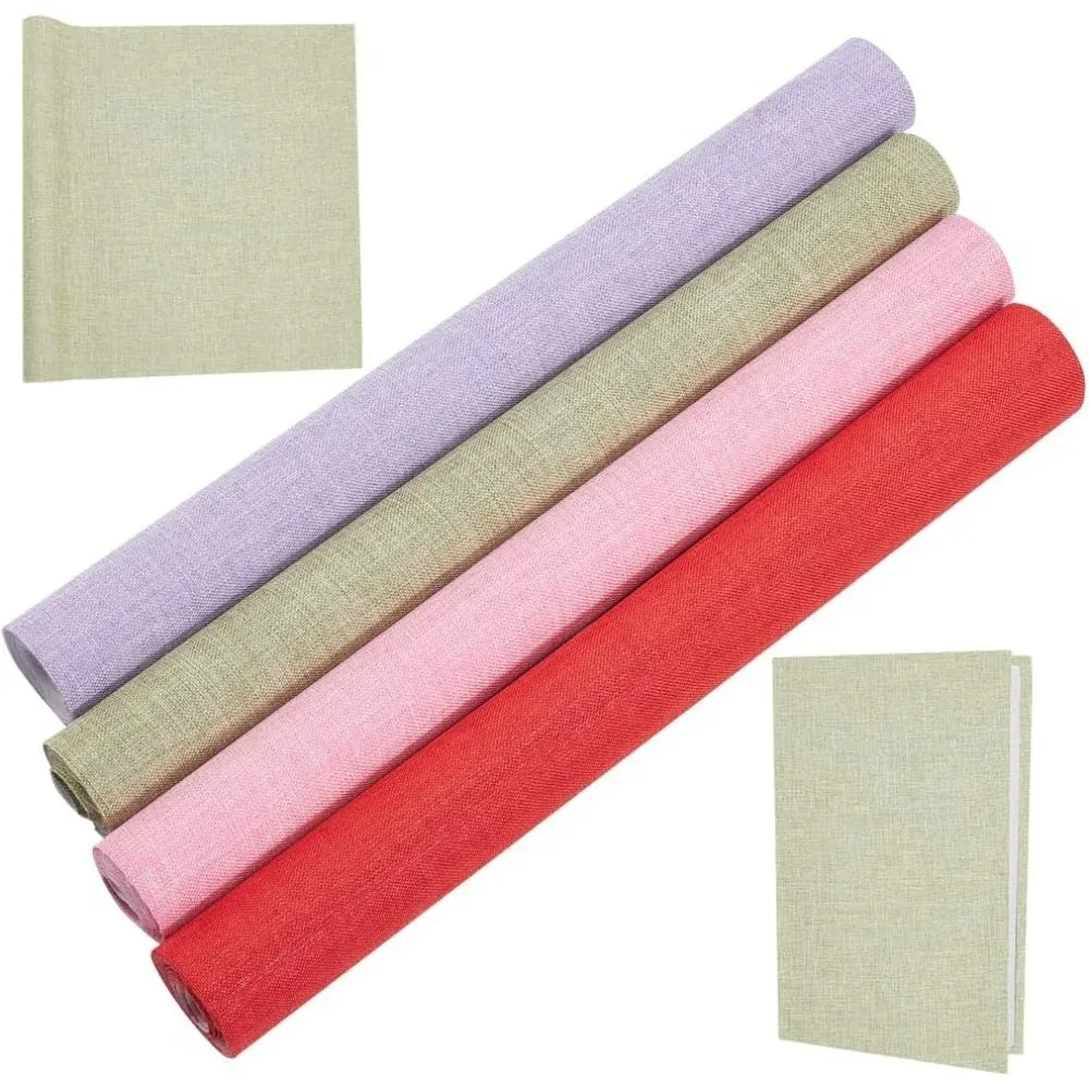 4 Farben 51 x 11,8 Zoll Buchtuch für A4-A8 Buchbindung Stoffoberfläche Papierrückseite Rot Rosa Grün Lila Buchcover Bücher Image