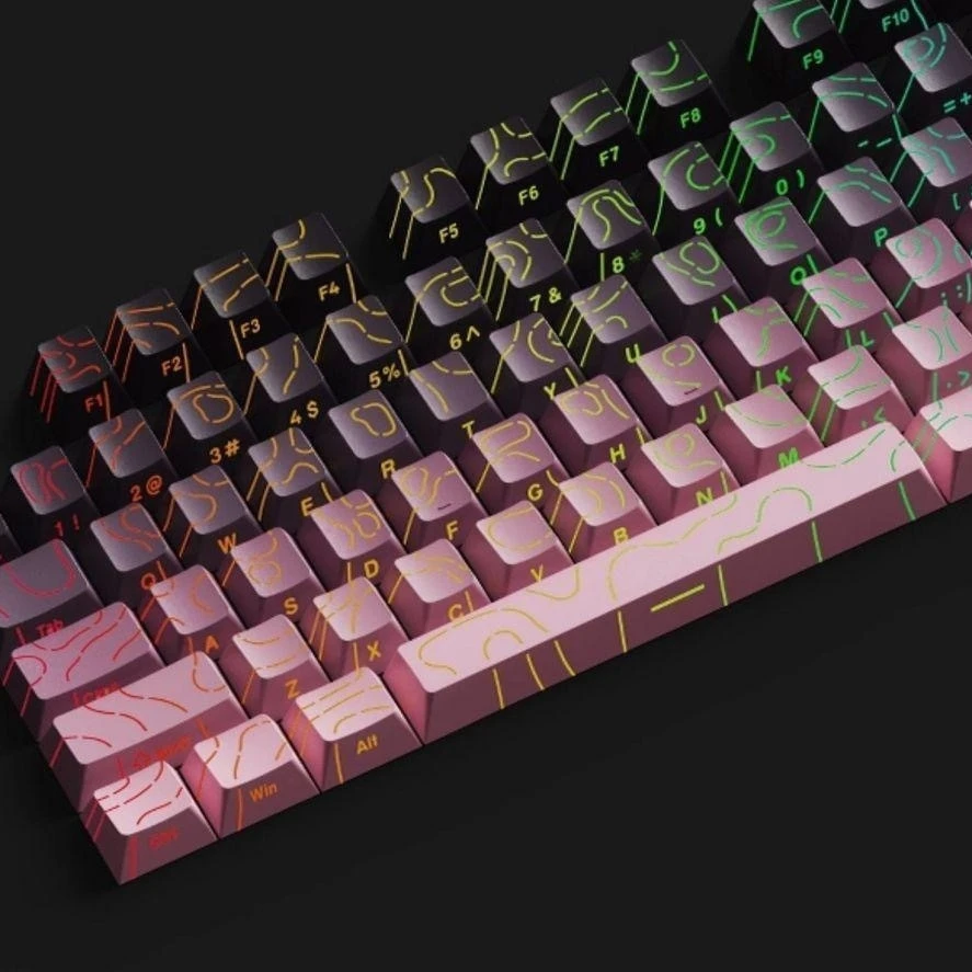 Topografische Tastenkappen 4.0-Version Shine Through 97/133 Tasten PBT Cherry Profile Side Print Hintergrundbeleuchtung für mechanische MX Gamer-Tastatur Image