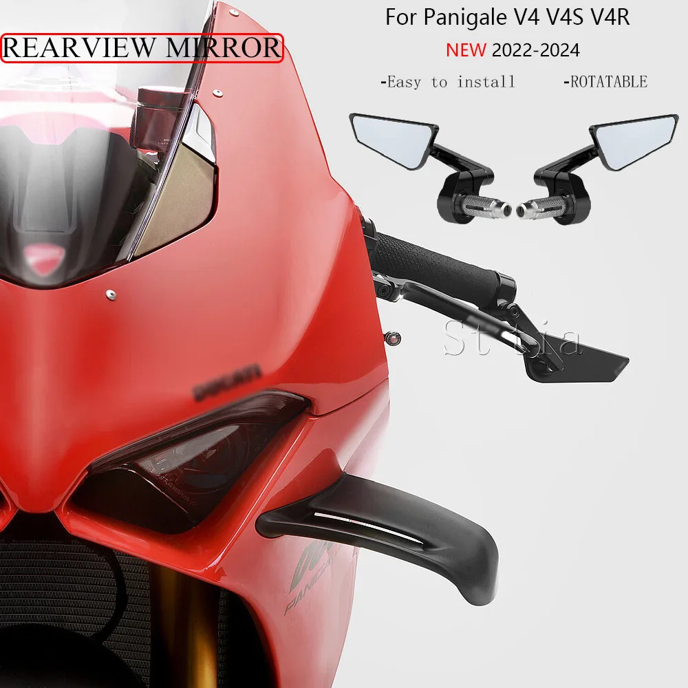 Für Ducati Panigale V4 V4S V4R 2022-2024 Motorrad Fahrrad Lenker Rückspiegel Aluminium Bar End Seite Rückspiegel Image