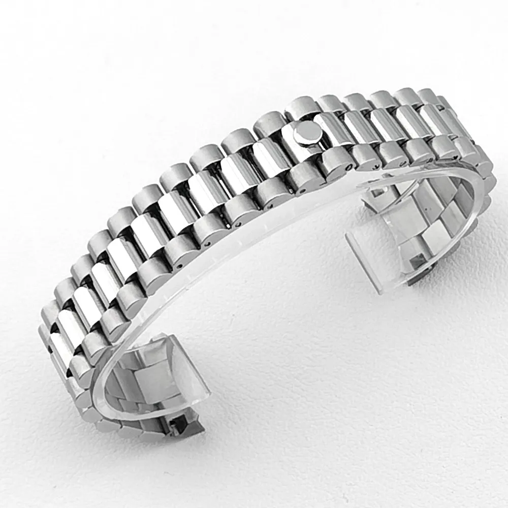 Kopfbreite 20 mm, Silber, Roségold, massives Armband, 316L-Edelstahl-Armband, passend für mechanisches Uhrengehäuse Image