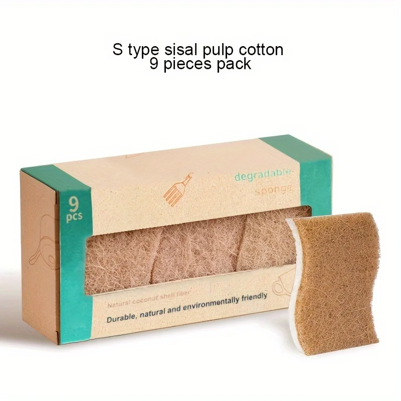 3/6/9 Stück Geschirrspülschwamm aus natürlichem Holzzellstoff, kratzfreier Schwamm, leicht zu entfernende Flecken und Fett Image