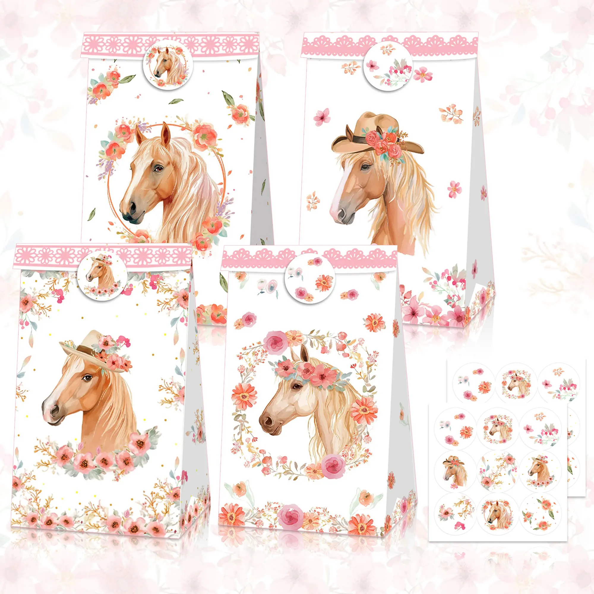 LaVenty Pferde-Partyzubehör, Pferde-Partytaschen, Boxen, Leckerli-Boxen, Cowboy-Geschenkbox, Kekse, Snacks, Taschen Image