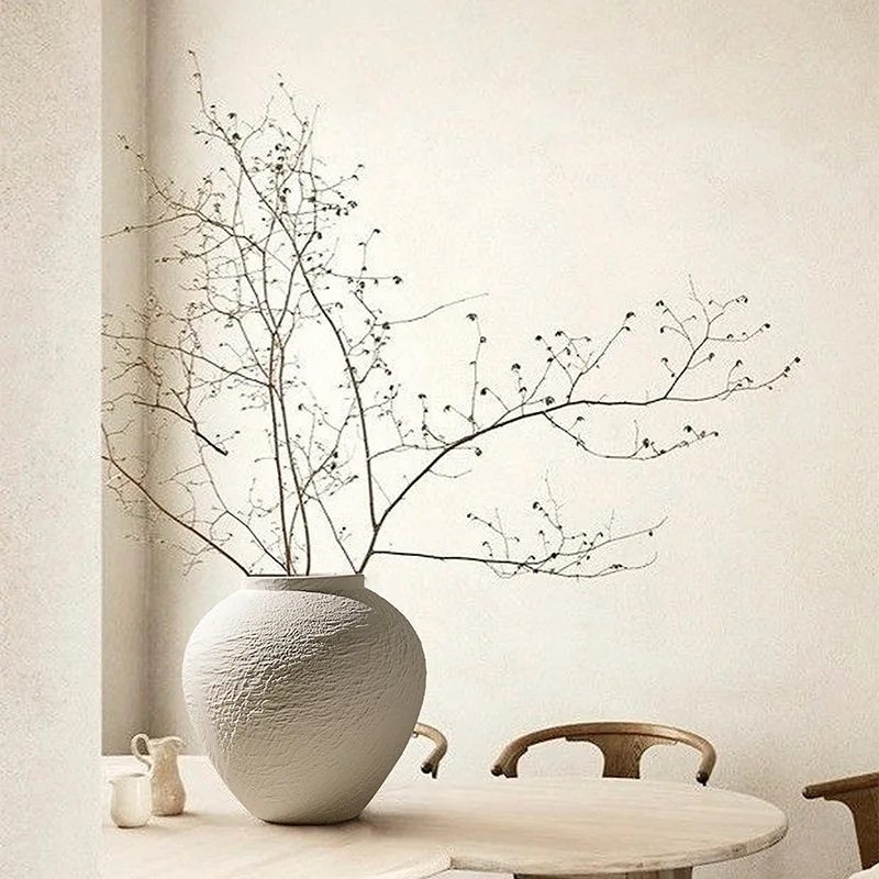 Vaso in ceramica Wabi Sabi Hotel Decorazioni per la casa Vaso da fiori Barattoli in ceramica Fiori secchi minimalisti Composizioni di fiori Travert in marmo naturale