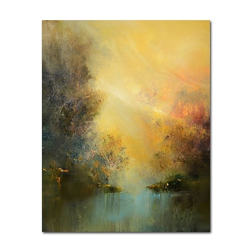 Handgemaltes Ölgemälde auf Leinwand, Wanddekoration, abstrakte Lichtlandschaft für die Heimdekoration, auf Keilrahmen gespannt / gerollt, rahmenlos, ungespannt Image