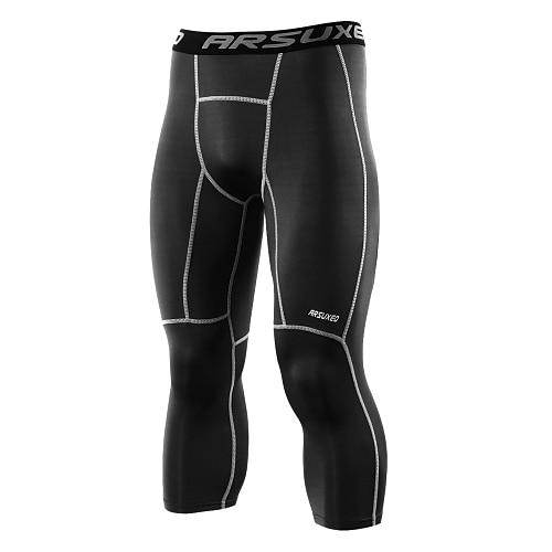 Herren Gestreift Fluoreszierend Sporthose Sport leggings Laufhose Lang Tights Running Kompressionsstrumpfhosen Fahhrad 3/4-Tights Basisschicht Sommer Herbst Sport Schnelltrocknend Weich Image