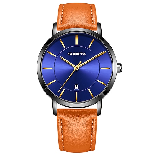 LIGE Herren Quarzuhr Geschäft Wasserdicht PU - Leder Beobachten Image