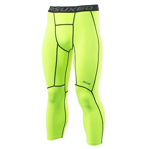 Herren Gestreift Fluoreszierend Sporthose Sport leggings Laufhose Lang Tights Running Kompressionsstrumpfhosen Fahhrad 3/4-Tights Basisschicht Sommer Herbst Sport Schnelltrocknend Weich Image