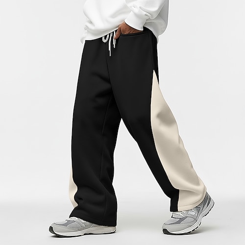 Herren Jogginghose Jogginghose mit weitem Bein Sporthose Hose Jogginghose mit offenem Saum Kordelzug Elastischer Bund Einfach Feuchtigkeitsableitend Atmungsaktiv Volle Länge Outdoor Sport im Freien Image