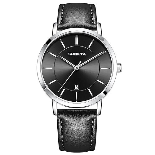 LIGE Herren Quarzuhr Geschäft Wasserdicht PU - Leder Beobachten Image