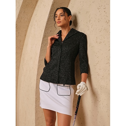 Damen Golfjacke Schwarz Weiß Oberteil Damen-Golfkleidung, Kleidung, Outfits, Kleidung Image