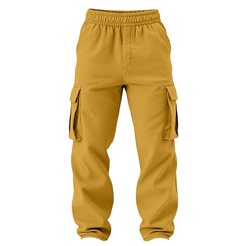Herren Cargo-Hosen Cargohose Cordhose Arbeitshosen Elastischer Bund Mehrere Taschen Gerader Schnitt Einfach Feuchtigkeitsableitend Atmungsaktiv Volle Länge Sport im Freien Lässig Täglich Urlaub Mode Image