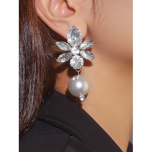 Kristall- und Perlenohrringe für Damen – glamouröse Strass-Ohrhänger für Partys, Hochzeiten oder Abendveranstaltungen Image