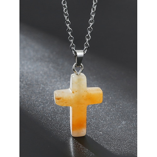 Weihnachtskette für Herren mit Kreuzanhänger aus Naturstein, erhältlich in verschiedenen Farben, stilvolles und trendiges Design, perfektes Weihnachtsgeschenk Image