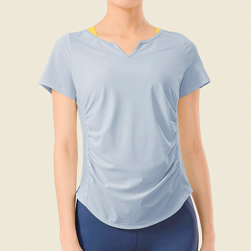 Women's Solid Colored Workout Tee Workout Tops Loose Fit Elastic Sweat-Wicking Breathable Tennis Pickleball Yoga V Neck Top Black Pink Blue Tennis Clothing