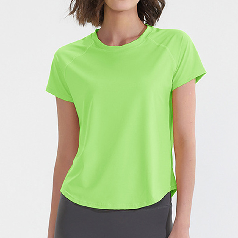 Women's Solid Colored Workout Tee Workout Tops Loose Fit Elastic Sweat-Wicking Breathable Tennis Pickleball Yoga Crew Neck Top Green Tennis Clothing