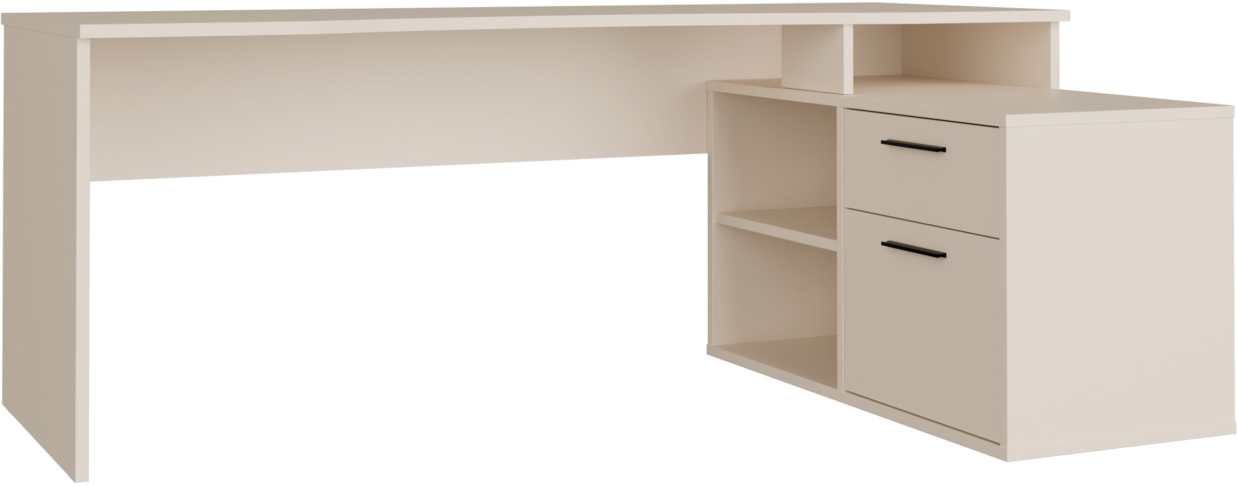 Schreibtisch FORTE "Eckschreibtisch Tezaur", sand, sand, sand, B:200cm H:75,7cm T:121,8cm, Tische, Schreibtisch, mit viel Stauraum, B/H/T 200/75,7/121,8 cm