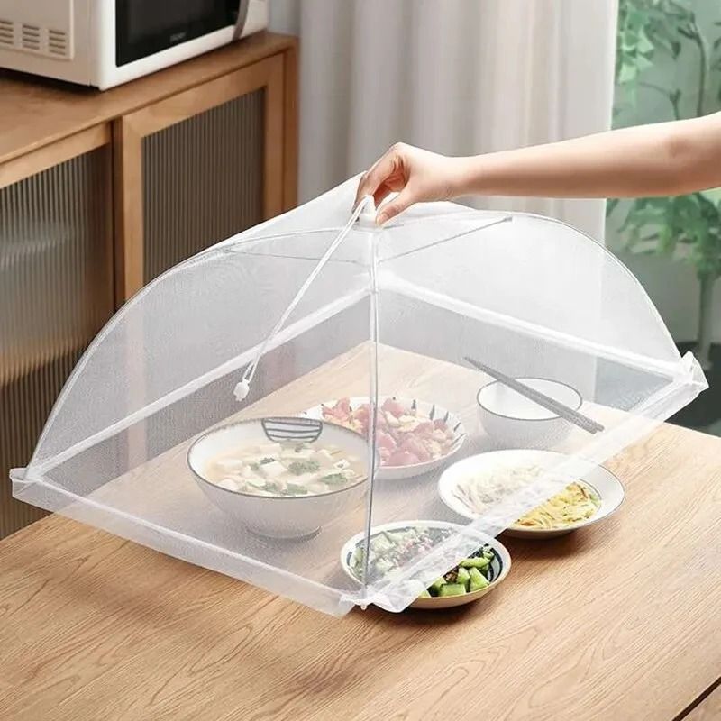 Mesh Food Cover Folding Washable Insect Proof Dish Net Protection For Home Kitchen 48 X 48 X 24 Cm white 2 Pcs
