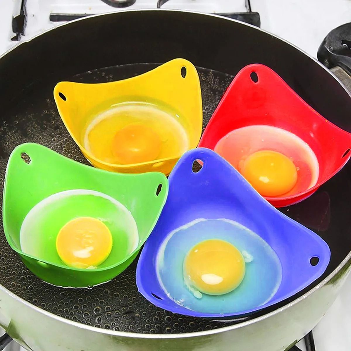Silicone Egg Poacher Cups Egg Boiler Mold For Microwave Air Fryer Stovetop Cooking blue 2 Pcs