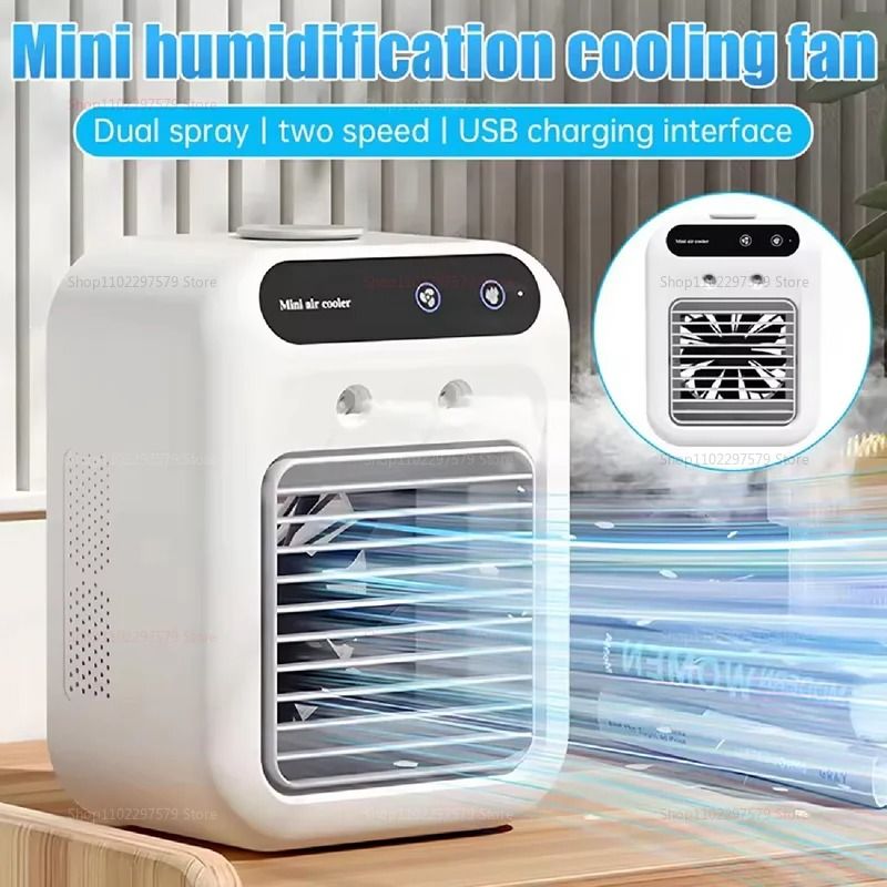 Portable Air Conditioner Cooling Fan With Humidifier And USB Rechargeable Mini AC For Car, Office, And Travel Portable Air Conditioner Cooling Fan With Humidifier And USB Rechargeable Mini AC For Car, Office, And Travel
