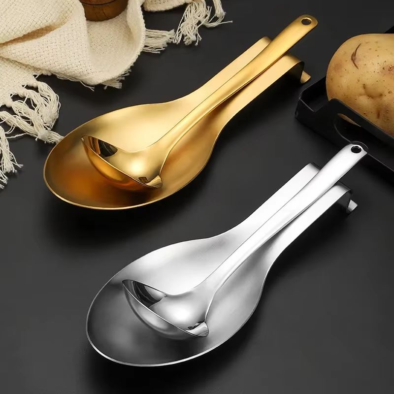 Gold Plated Thickened Stainless Steel Tableware Spoon Shelf & Buffet Clip Tray | Radium Hotel Grade Kitchen Utensil Hold silver