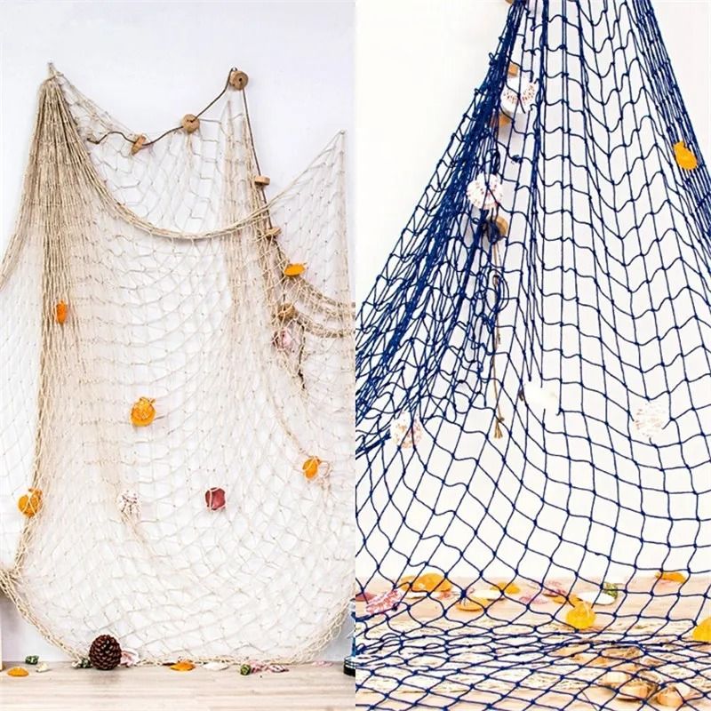 Mediterranean Fishing Net Wall Hanging Decorative Nautical Home Ornament c Blue 1
