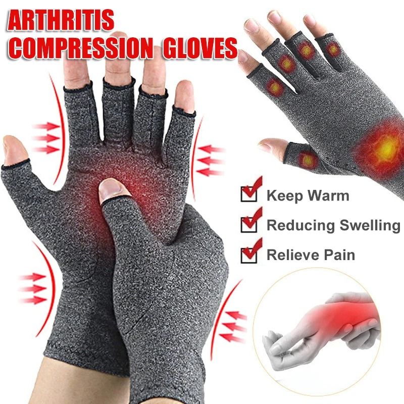 Fingerless Compression Gloves For Hand Discomfort Relief s black