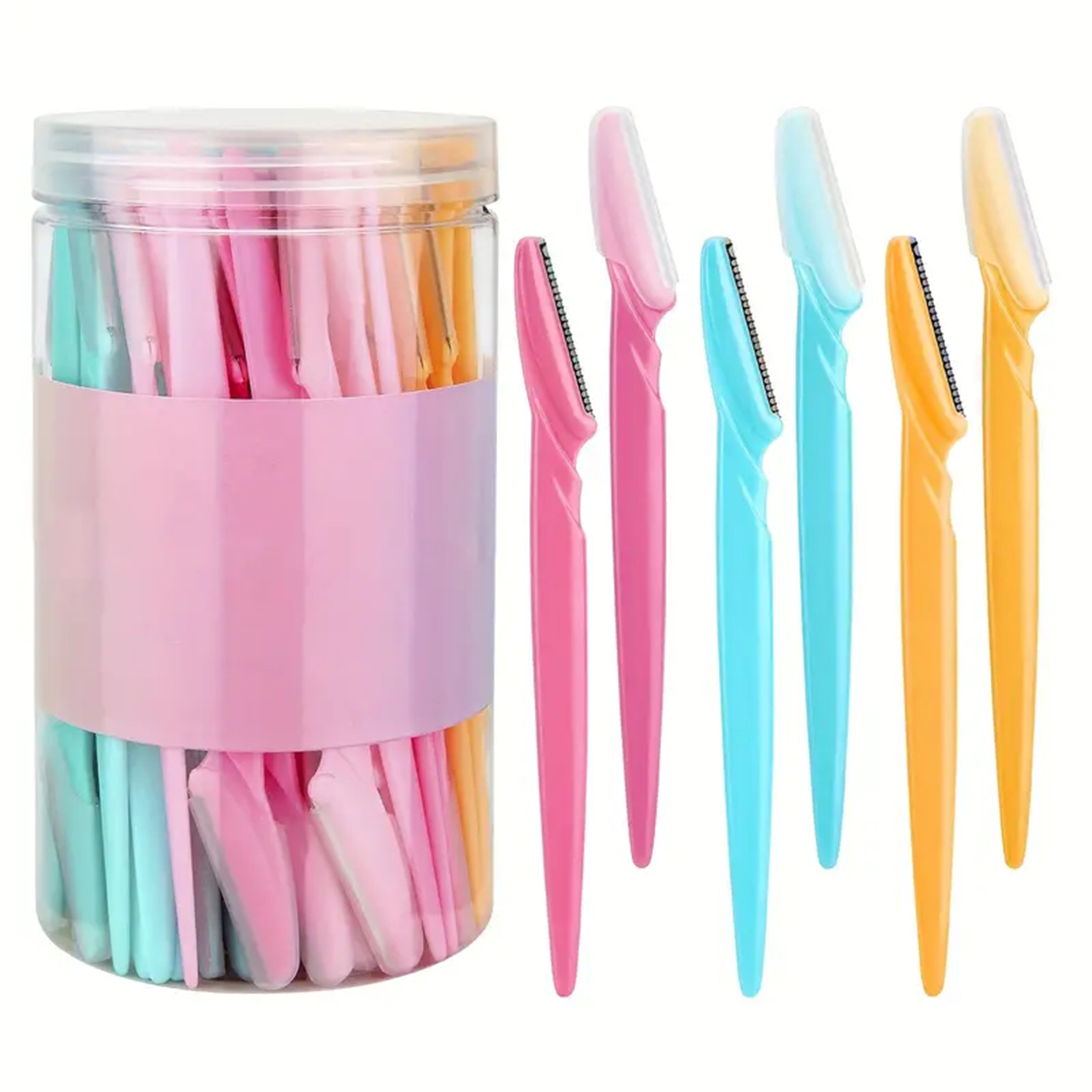 Eyebrow Razor And Face Razor For Women And Men, Hair Trimmer And Shaver, Safe, Protective Cover, Easy Styling 40pcs Black