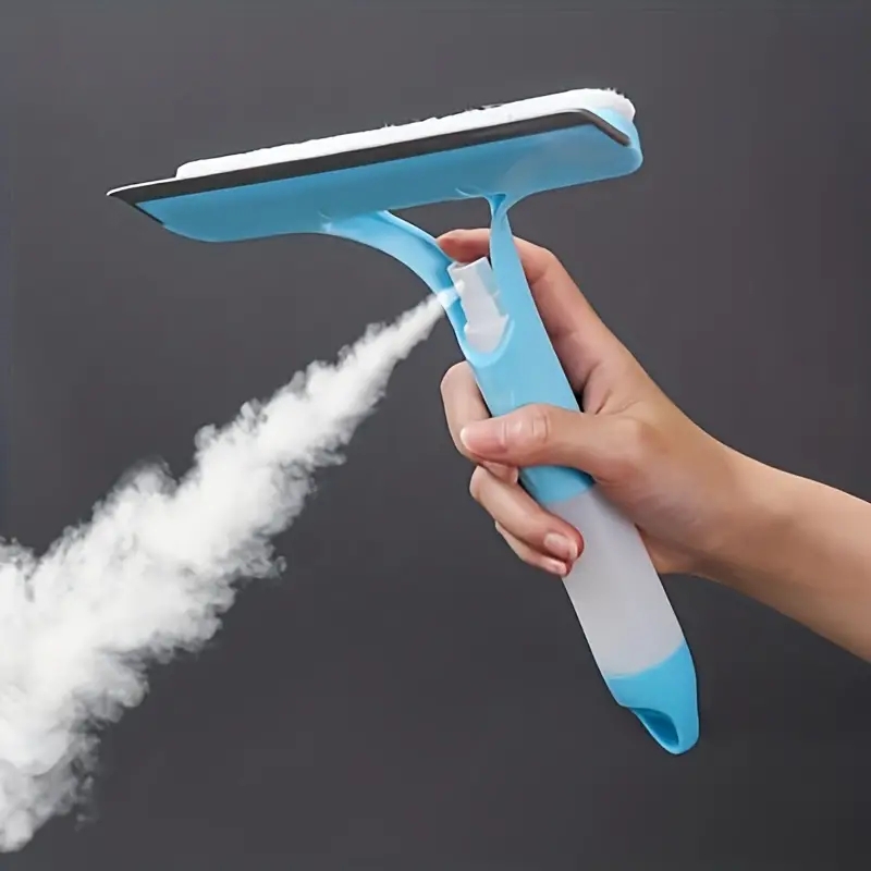 Window Wiper With Squeegee, Household Multifunctional Glass Cleaner With Spray Bottle, Microfiber Cloth For Mirrors yellow