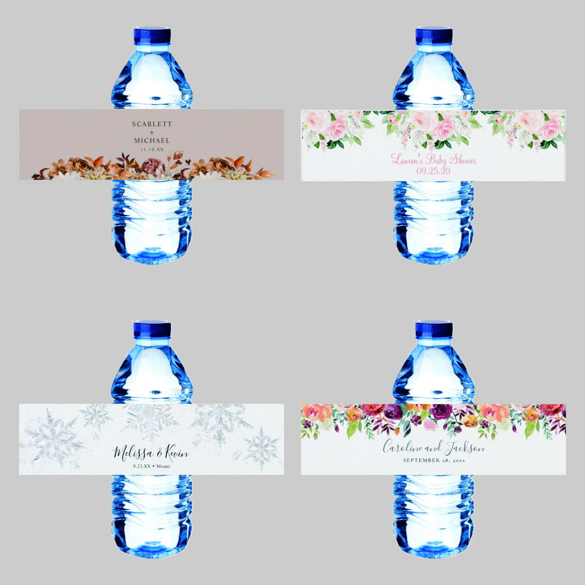 Personalized Wedding, Custom Water Bottle Labels, Stickers, Birthday, Anniversary, Party, Communion, Baptism, Waterproof 1966 21x5cm 30pcs