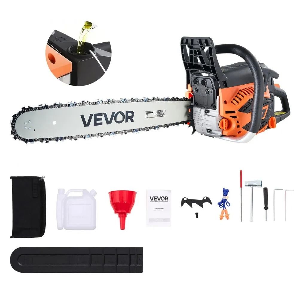 Gas Powered Chainsaw, Gas Chainsaw, High HP Power Chain Saw, Non Slip Handle, Dual Fuel Tanks, For Wood Cutting Gas Powered Chainsaw, Gas Chainsaw, High HP Power Chain Saw, Non Slip Handle, Dual Fuel Tanks, For Wood Cutting