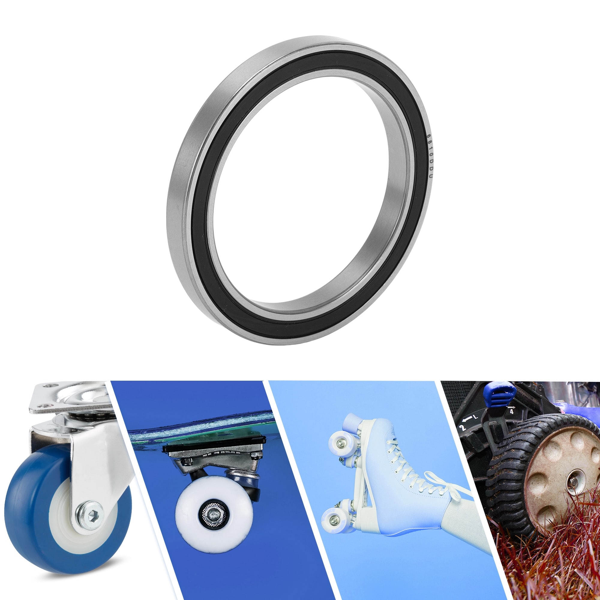 Deep Groove Ball Bearings P6 Lubricated Bearings Double Rubber Seals Silver Tone Scooter Skateboard Wheel